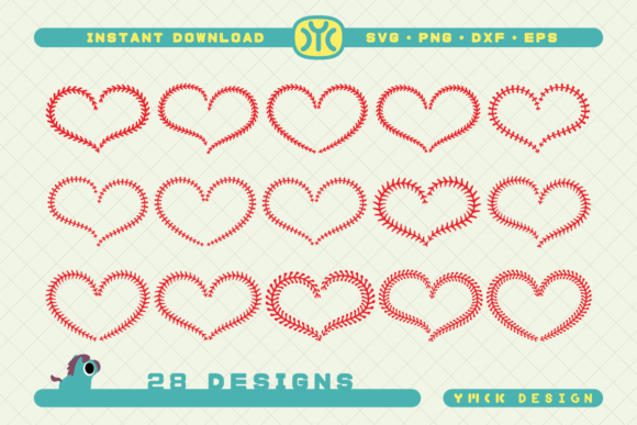 Baseball Heart Stitches SVG